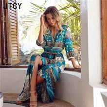 JTCY 8 Colors Split Print Bohemian font b Sexy b font Beach font b Dress b
