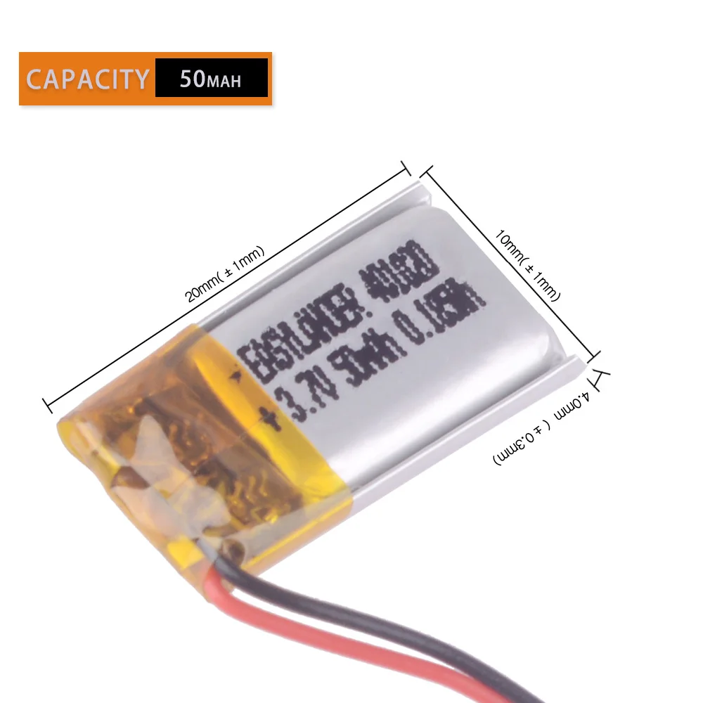 

401020 3.7V 50mAh Polymer Li-ion Battery For Game Player mouse recorder speaker mp3 mp4 bluetooth fotografia headset 041020