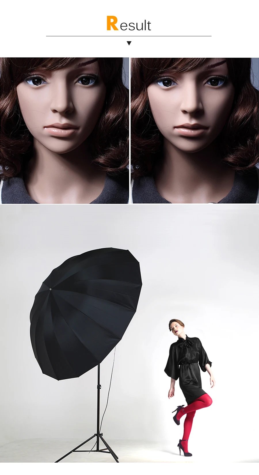 Godox 60 дюймов 150 см черный белый светоотражающий зонтик студийный светильник ing светильник зонтик с большой крышкой рассеивателя