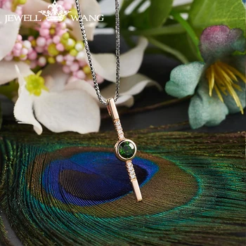 شراءJEWELLWANG الفاخرة ارتفع الذهب ديوبسيدي قلادة للنساء قلادة لامعة هدية للذكرى السنوية معتمد الطبيعية جوهرة ديوبسيدي المعلقات