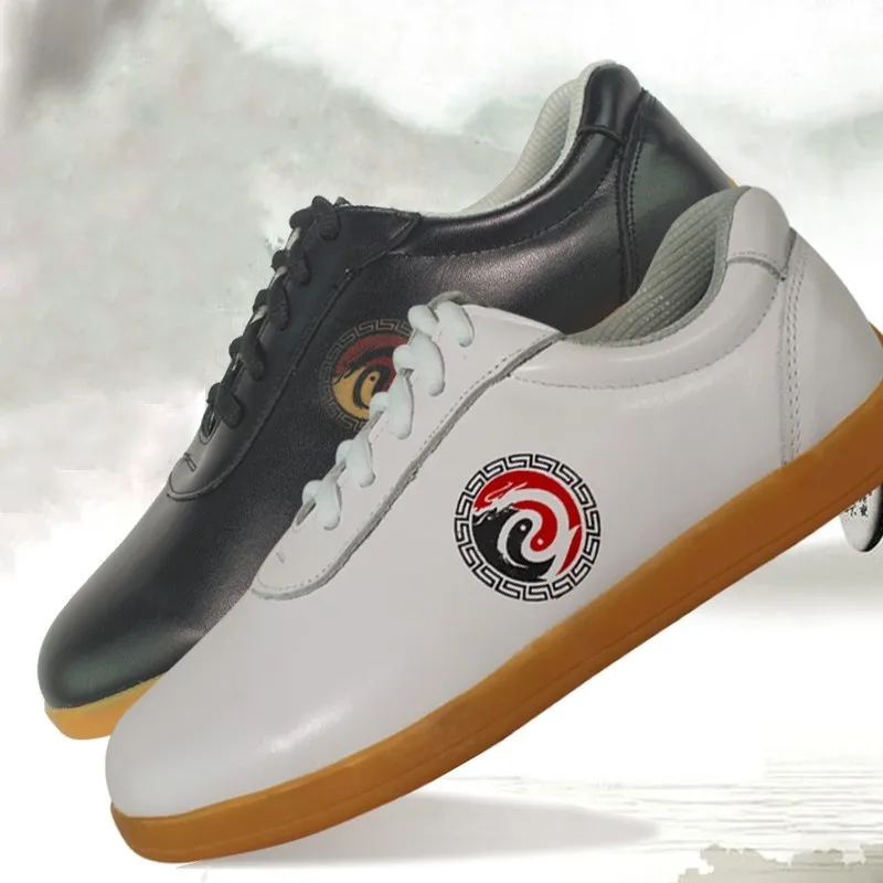 Cowhide Leather Soft Sole Tai Chi Shoes Martial Art Kung Fu Shoes Free