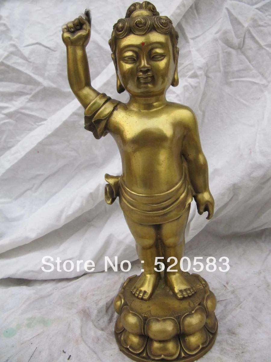

Tibet classical Buddhism pure brass copper heaven earth sakyamuni buddha statue