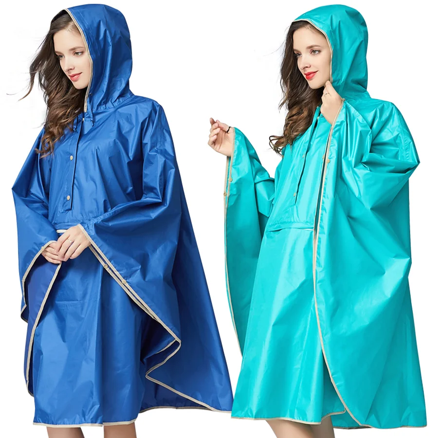 Stylish Ladies Rain Coat Waterproof Ponchos And Capes Black Rain Cloak ...