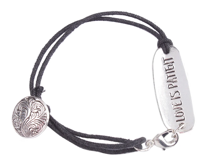 Fashion Black Waxed Cord Word ID Braceletid braceletbracelet