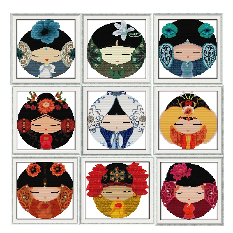 Ancient Chinese Girl Cross Stitch 11CT 14CT DMC Counted Chinese Cross