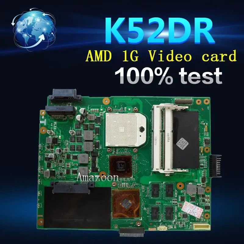 Amazoon K52DR محمول اللوحة الأم ل ASUS K52DR A52DE K52DE A52DR K52D K52 اختبار اللوحة الأصلية AMD 1G بطاقة الفيديو