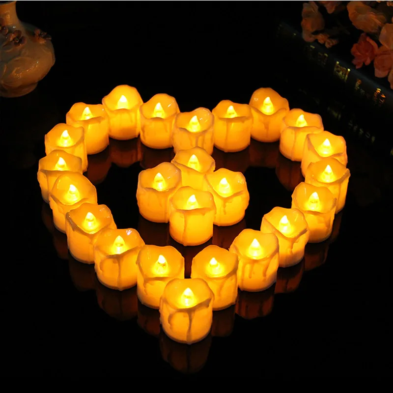 24 шт. беспламенный Желтый Мерцающий Чай r восковая свеча на батарейках чайный светильник s светодиодный чайный светильник свадебные свечи