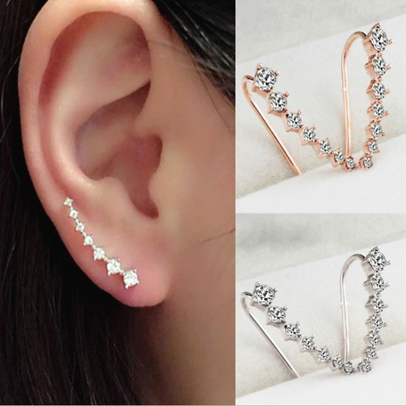 New Brincos elegant Bijoux mujer Boucle D'oreille Ear Cuff Big Dipper Crystal Stud Earrings For Women Wedding Jewelry Girl Gift |