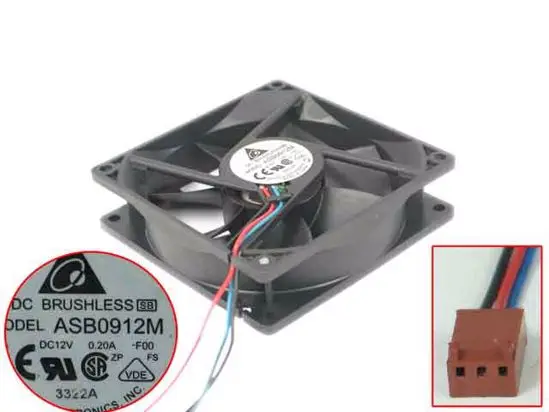 

3-проводной Вентилятор охлаждения сервера Delta Electronics ASB0912M F00 DC 12 В 0,20 A 90x90x25 мм
