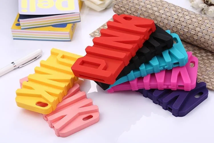 

Lovely 3d Cute Fashion Brand PINK Letters Design Soft Rubber Silicone Case for Apple iphone 5S 5G Mix Colors Wholesale Selling
