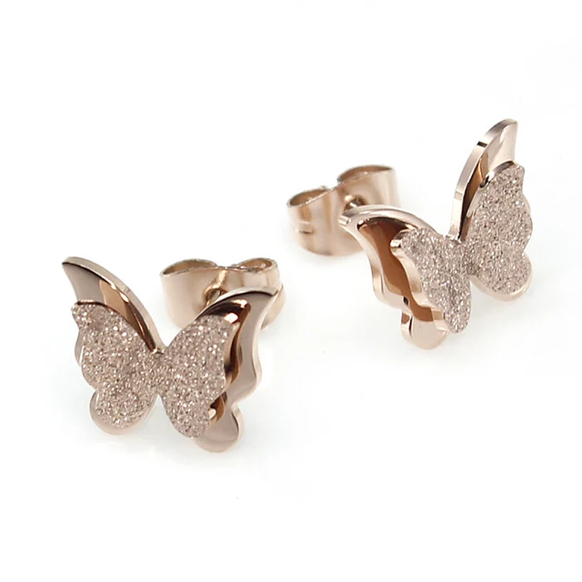 Exquisite Fashion Rose Women Earrings Frosted Erfly Exquisite Fashion Rose Women Earrings Frosted Erfly Channel Stud