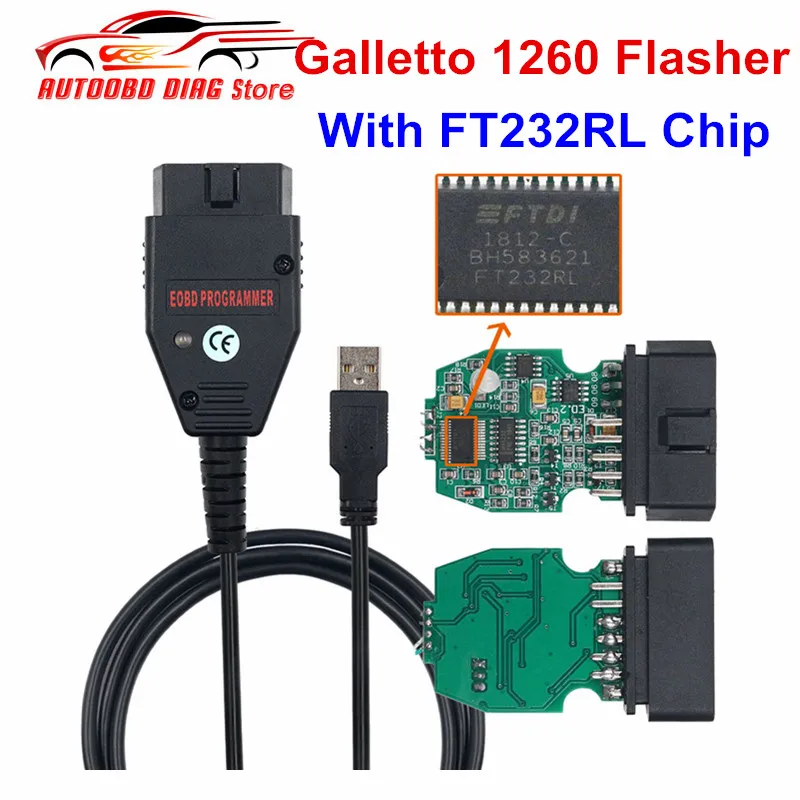 

Best Galletto 1260 ECU Chip Tuning Tool Galleto 1260 ECU Flasher Green PCB With FTDI FT232RQ Chip Read&Write Car Diagnostic Tool