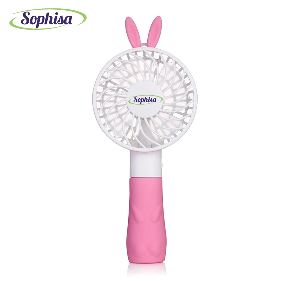 Sophisa lovely cartoon rabbit handheld mini fan usb portable fan desk rechargeable air conditioner for Student Office SPMINFAN02