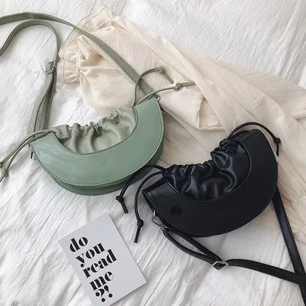Niche design women's diagonal bag versatile fashion new shoulder slung simple soft surface half moon saddle bag