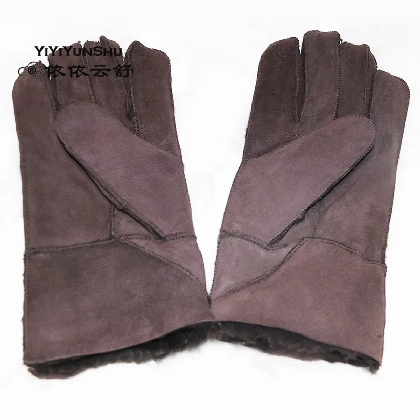 Yiyyunshu перчатки из натуральной кожи для мужчин зимние теплые толстые настоящие кашемировые овчины варежки мужские зимние кожаные шерстяные перчатки