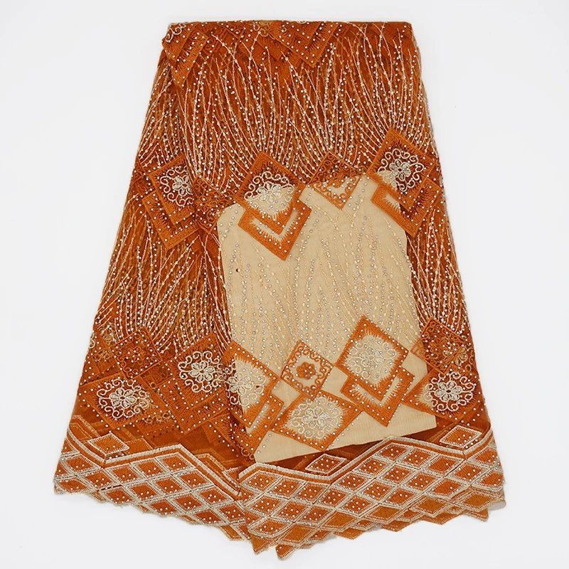 Африканская кружевная ткань, вышитая кирпичной кладкой, нигерийский гипюр для свадьбы, высокое качество, французский тюль, кружевная ткань с бисером