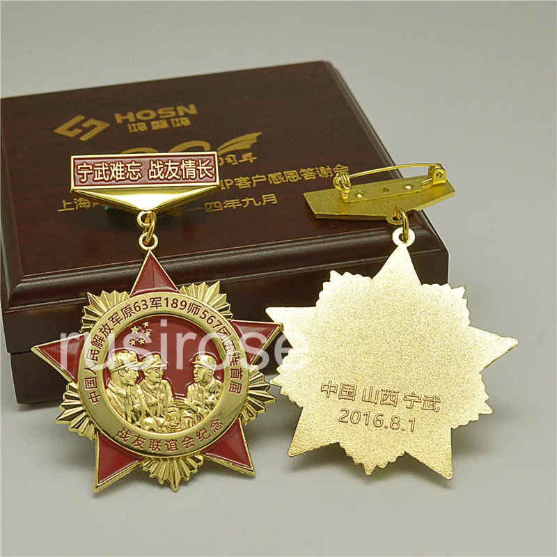 Армейская медаль с пентаграммой, русские медали почета на заказ, с высококачественной деревянной коробкой