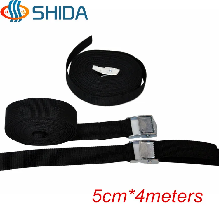 

Free Shipping 1pcs 5cm*4m 500kg Metal Cam Buckle Ratchet Tie Down Luggage Load Strap Cargo Lashing PP Webbing Binding Belt