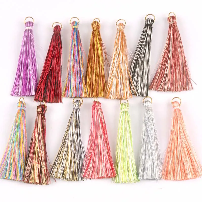 

14 colors 4pcs multicolor Silk Tassel Charms Pendant Necklace Earrings Findings Tassels for Jewelry DIY 67x7mm CP2137