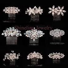 Стразы SLBRIDA цвета розового золота с кристаллами и жемчугом, свадебные гребни для волос, свадебные аксессуары для волос, украшения для подружек невесты