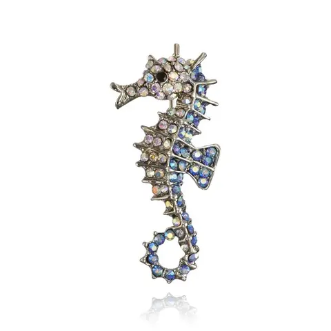 Silver Color Metal Cat Frog Seahorse Brooches Pin Lucky Animal Fashion Men Women Jewelry Scarf Accessories Gift New
