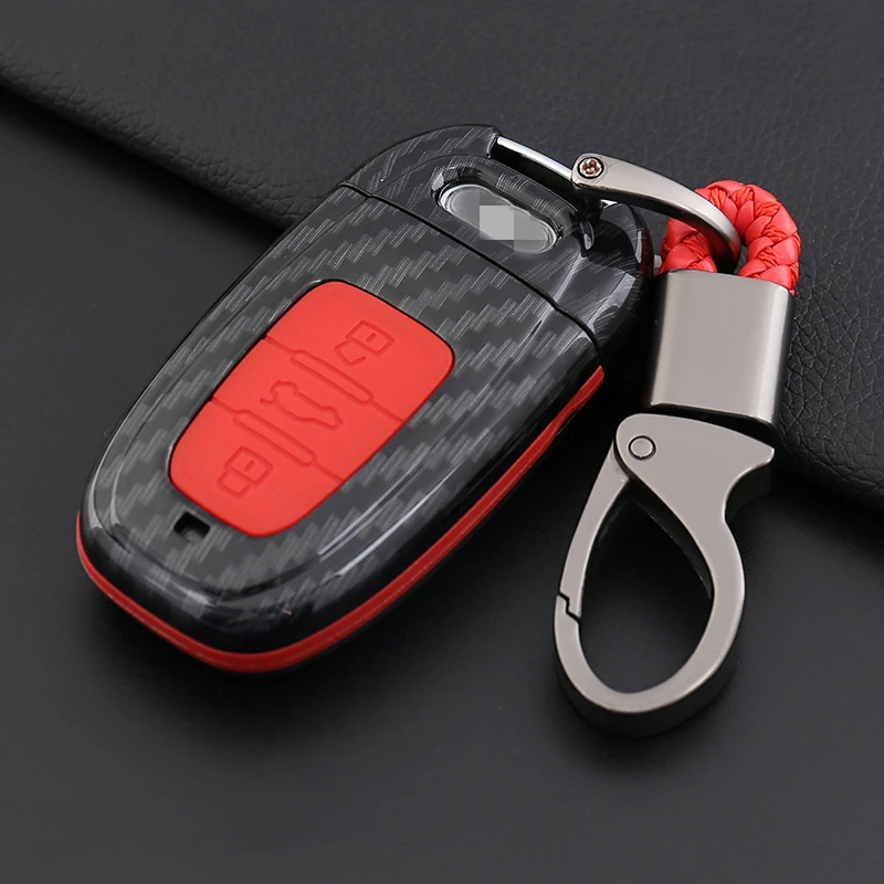 

2019 ABS Carbon Fiber&Silicone Double Protection Car Key Case Cover Shell For Audi A1 A3 A4 A5 A6A7A8 Quattro Q3 Q5 Q7 2009~2015