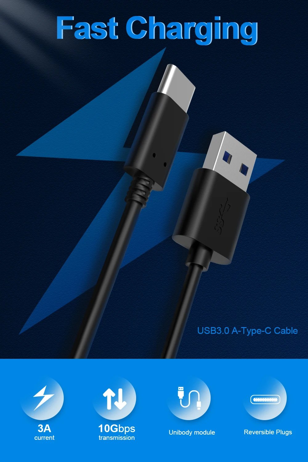 Кабель USB C сверхдлинный 10 футов 3 м телефон 1 типа 0 кабель для передачи данных и