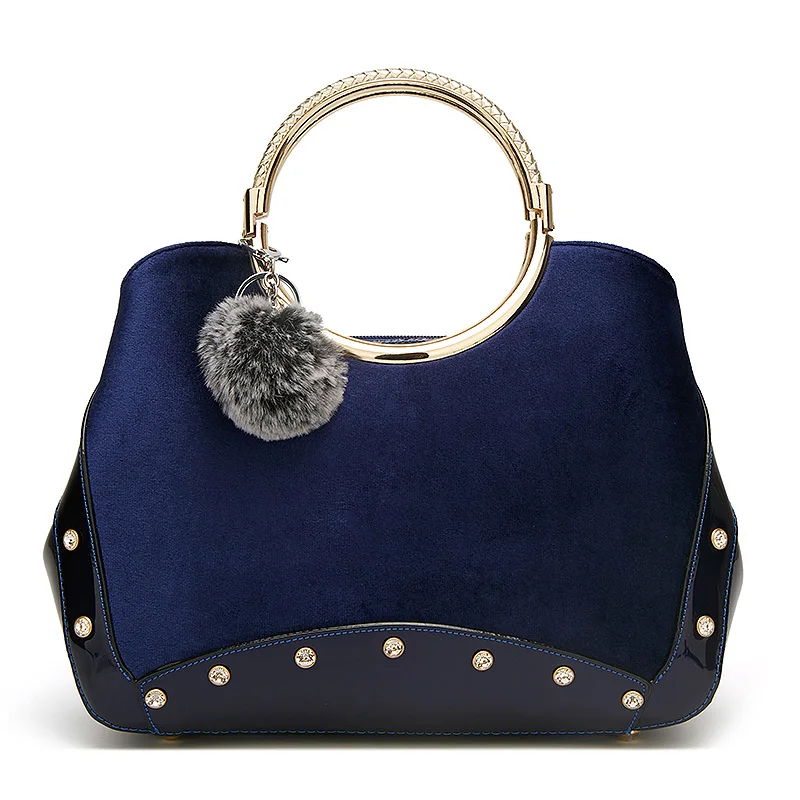 

Women Hairball Ornaments Tote Solid Velour Handbag Hotsale Party Ladies Simple Elegant Messenger Crossbody Shoulder Bride Bags