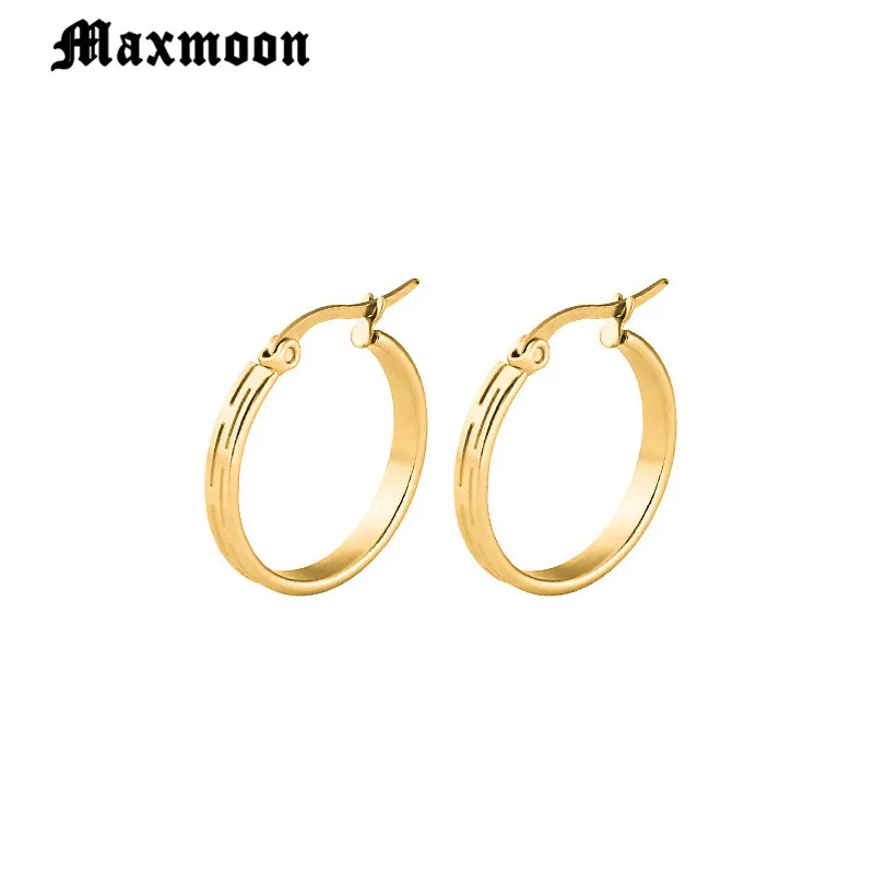Женские серьги хип хоп Maxmoon широкий обруч из нержавеющей стали для вечеринок и