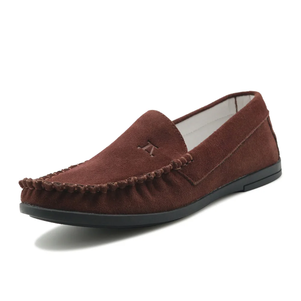 Apakowa/замшевые лоферы без шнуровки для мальчиков; обувь на плоской подошве; детские школьные повседневные туфли; мокасины для свадебной вечеринки - Цвет: brown