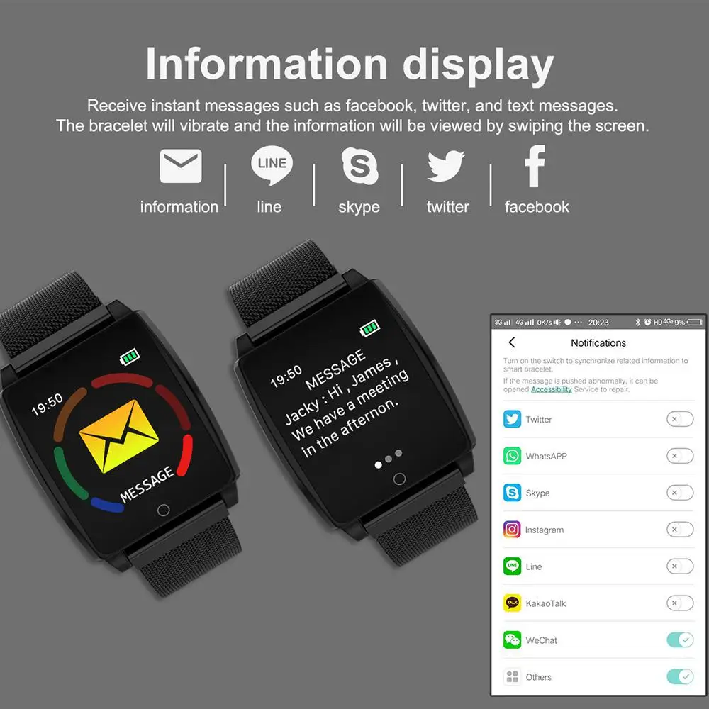 Lykl R17 smart watch с о состоянии здоровья во время занятий спортом, шагомер, из водонепроницаемого материала, из нержавеющей стали, закаленное стекло дисплея смарт-браслет