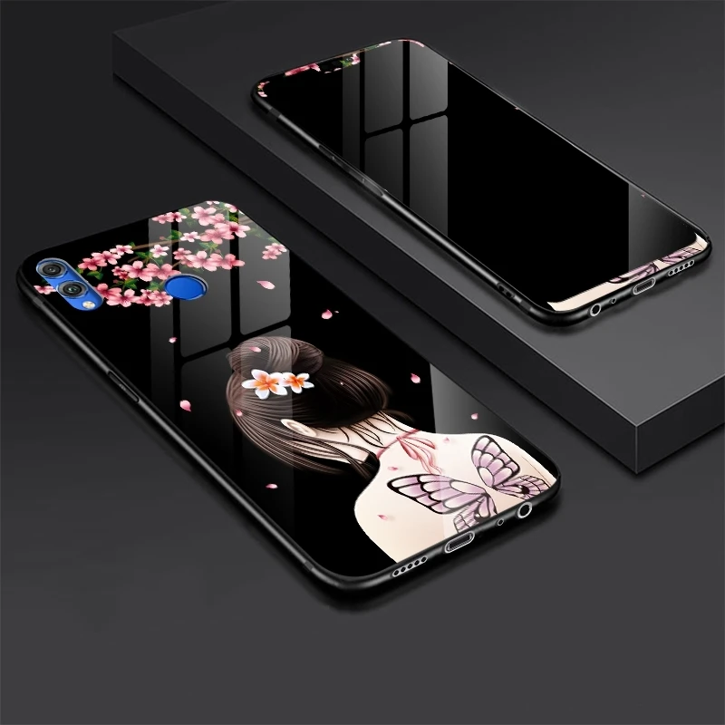 Tempered Glass Case For Huawei Honor 8X Cover Cartoon Shockproof  Glossy Cover for Huawei Honor 8X Tempered Glass Protector (13)