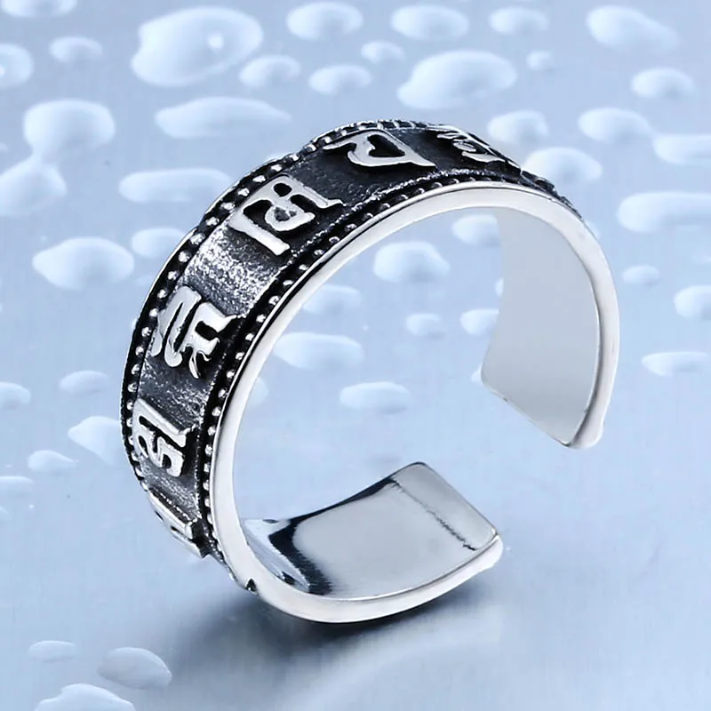 BEIER 316L Stainless Steel Men Buddhist Sutra Ring High Quality Opening Jewelry BR8-368
