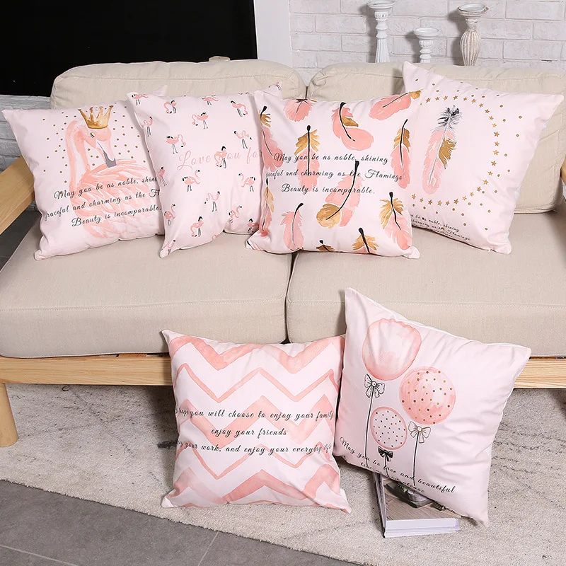 

Flamingo Nordic Simple Cushion Cover New Short Soft Plush Polyester Pillow Cover for Sofa Cushions Decorative 45x45cm