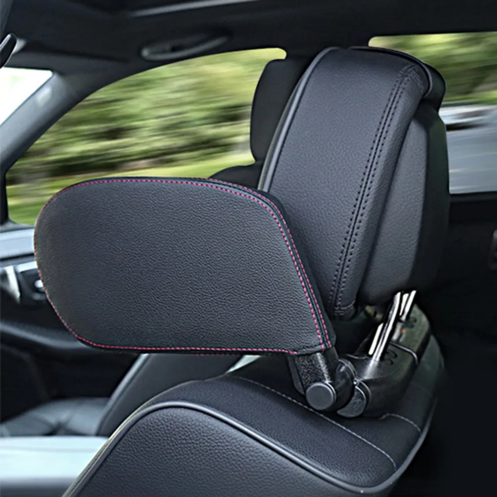 

Car Styling Headrest Car Seat Head and Neck Support Pillow Leather Neck Shoulder Pillow Cushion for Sleeping Car Accessories