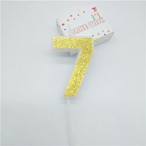 Номер, для детей 0, 1 2 3 4 5 6 7 8 9 день рождения золотые свечи для детей украшение для торта ко дню рождения свечи для Свадебная вечеринка украшения поставки - Цвет: Number 7