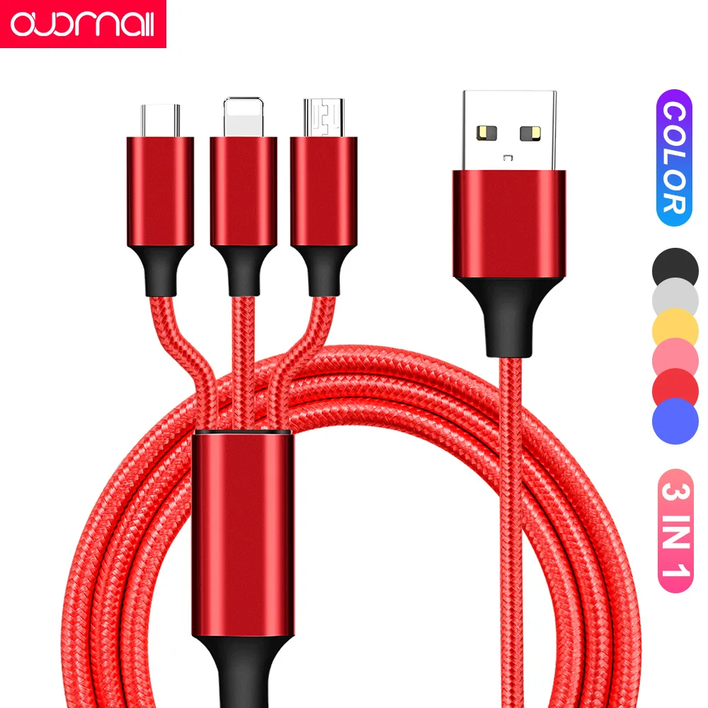 

for iPhone 11 8 6S 7Plus micro Type c 5A fast charging cable 3 in 1 for redmi Note7 for Samsung s10/9 note9/huawei P30/Honor 20