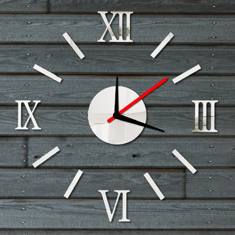 Self Adhesive Big Acrylic Europe Mirror Stickers Wall Clock Large