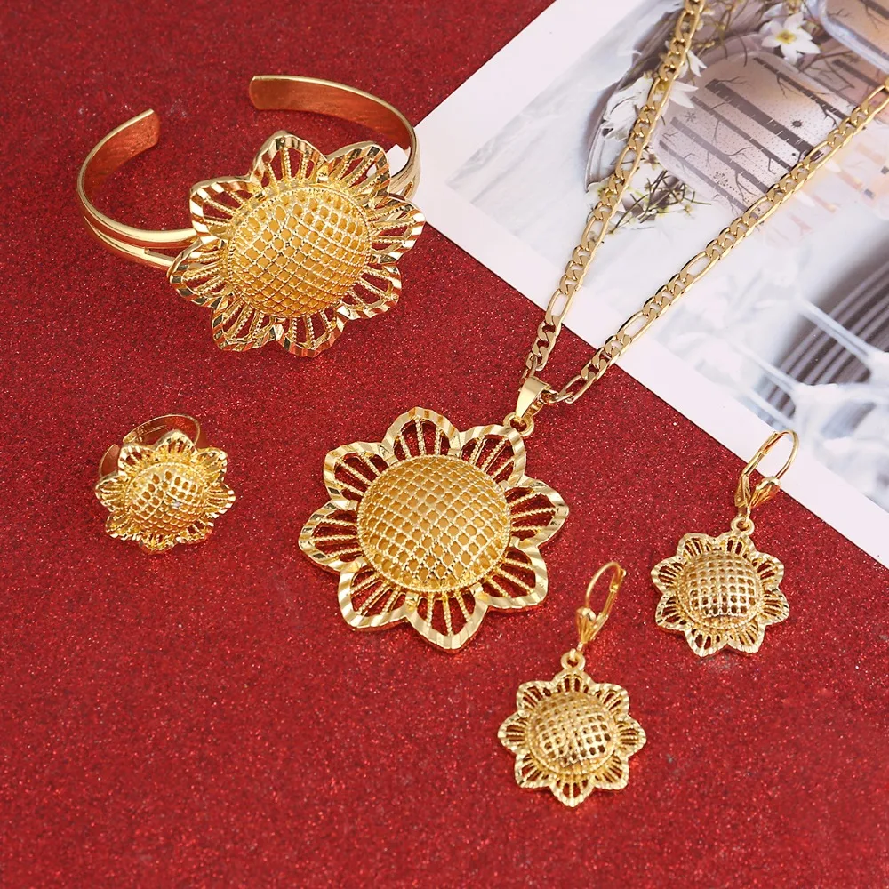 Sunflower Ethiopian Sets Eritrea Habesha Africa Bridals Wedding Jewelry