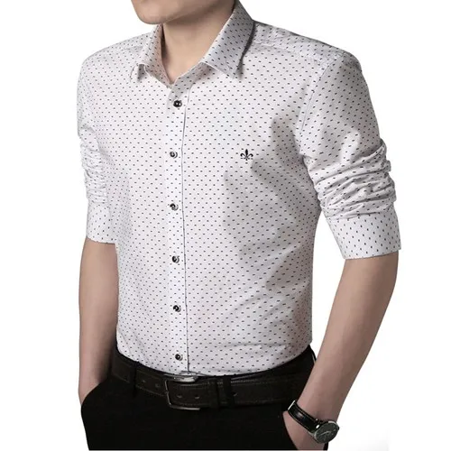 Dudalina рубашка мужская с длинным рукавом мужская рубашка в горошек Повседневная Высококачественная Мужская рубашка в деловом стиле приталенная Дизайнерская одежда - Цвет: 2207white
