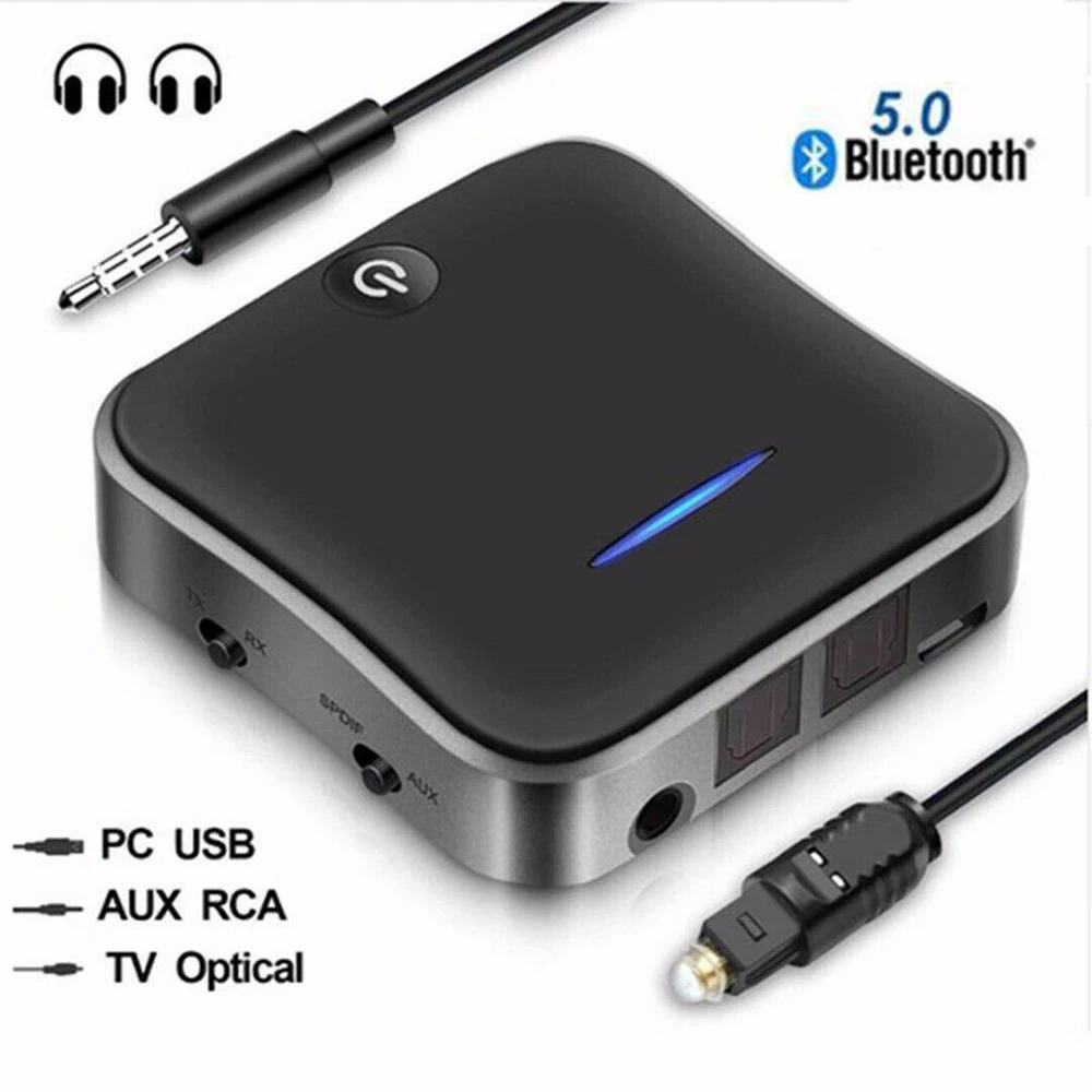 Bluetooth 5,0 черный оптический аудио передатчик Aux/RCA приемник для ТВ ПК беспроводной задержки 3,5 мм стабильные низкие аксессуары для HD