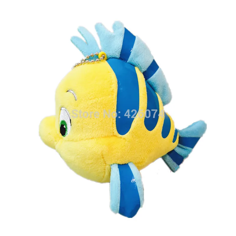 New The Little Mermaid Flounder Fish Mini Plush Key Chain Small Pandant