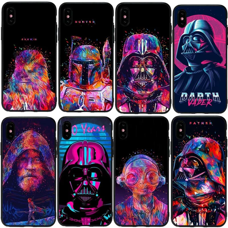 Star Wars watercolor Pattern TPU Soft black Phone Accessories Case For iPhone 11Pro X XS MAX 6 6s 7 7plus 8 8Plus 5S SE XR | Мобильные