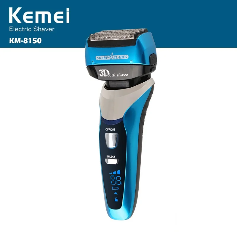 

Kemei Rechargeable LED Display Electric Shaver Four Blade Electronic Shaving Razor Men's Face Care Beard Shaver KM-8150