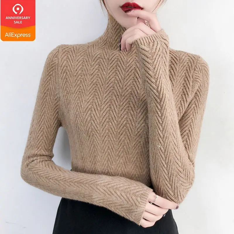 Top Fashion Underwear Woman Autumn And Winter 2021 New Slim Bottom Shirt Long Sleeve Tight Knitted Thickening | Женская одежда