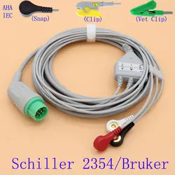 12 P ЭКГ 3 приводит кабель и электрод leadwire для Шиллер 2354, Bruker SM784/785, AHA/кнопка iec/клип/Vet клип ЭКГ интимные аксессуары