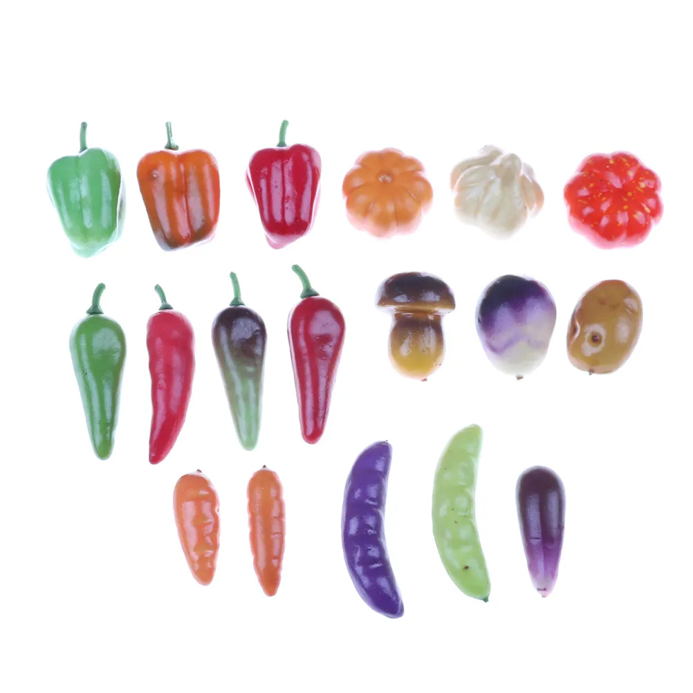 10 Pieces 1:12 Scale Dollhouse Miniatures Accessories Mini Fruits Vegetable Food Doll Room Decor Kits