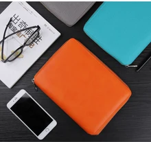 Large Capacity Padfolio Document Organizer caderno A5 A6 leather zipper agenda planner notebook With Calculator Or Memo Pad
