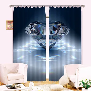 

Luxury Diamond Crystal 3D Painting Blackout Curtains Office Bedding Room Living Room Sunshade Window Bedding Custom-made Size