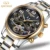 Kinyued Tourbillon механические часы Для мужчин S Скелет золото Календари автоматические часы Для мужчин Нержавеющая сталь Водонепроницаемый mecanique Relogio